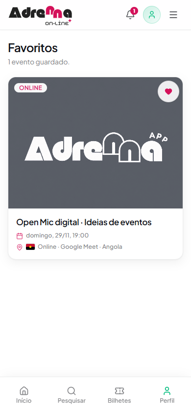 Lista de eventos favoritos