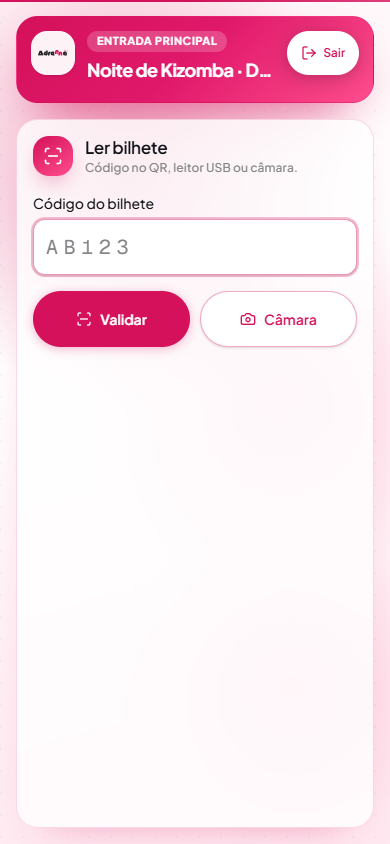 Scanner de bilhetes da porta